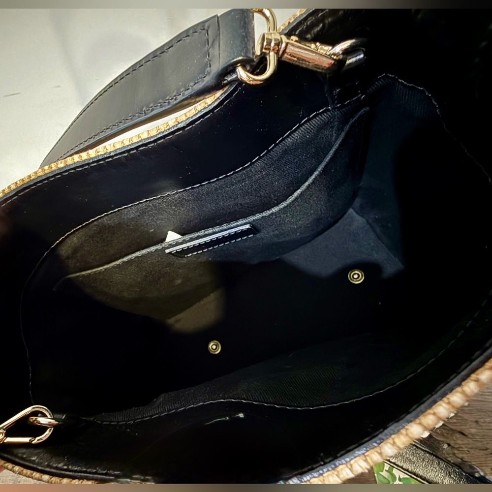 A.P.C. Virginie Rafia and Black Leather 2 way Crossbody Hand Bag - Picture 8 of 13